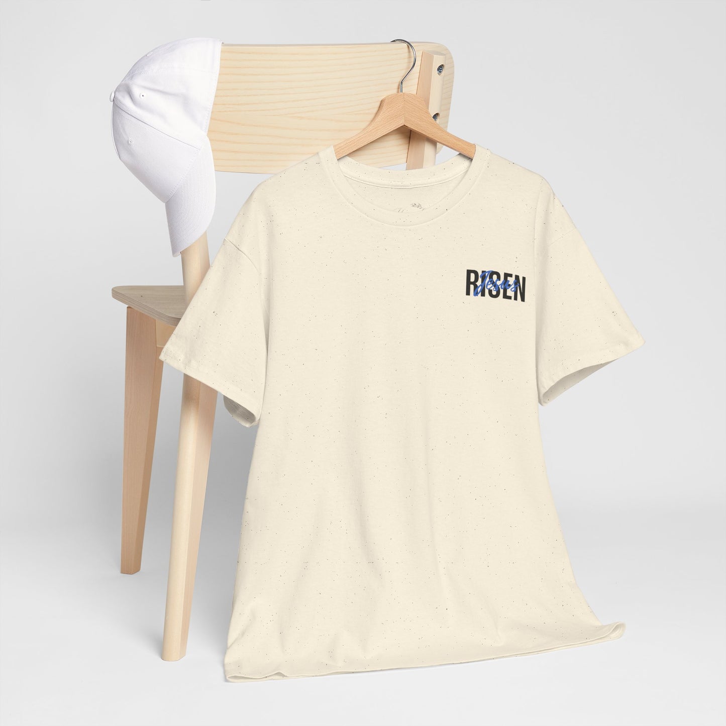 BLUE Risen Jesus Tee — Christian Easter Shirt with Crown of Thorns Design