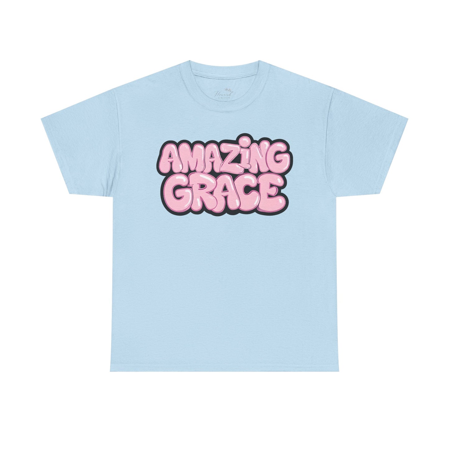 Amazing Grace T-Shirt — Pink Bubble Letter Christian Tee