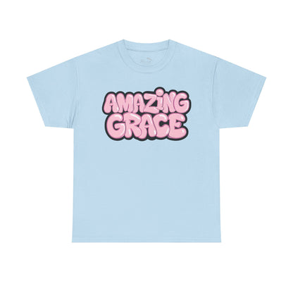Amazing Grace T-Shirt — Pink Bubble Letter Christian Tee