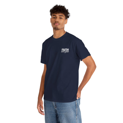 Faith Over Fear T-Shirt — BLUE Christian Cross Inspirational Tee