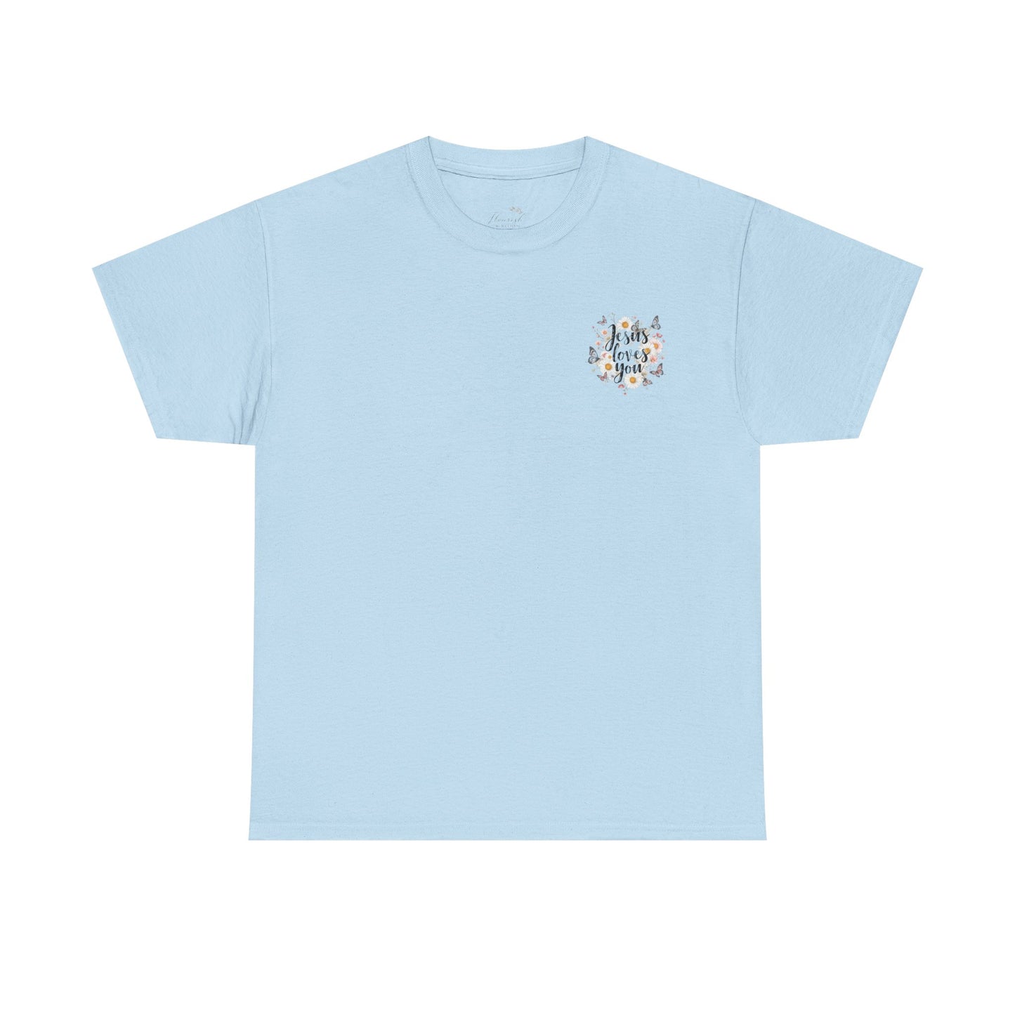 Christian T-Shirt — “Jesus Loves You” Floral Butterfly Tee