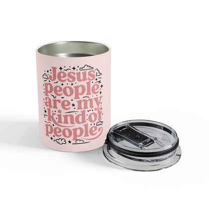 10oz Pink Faith Tumbler – “Jesus People Are My Kind Of People” Travel Cup