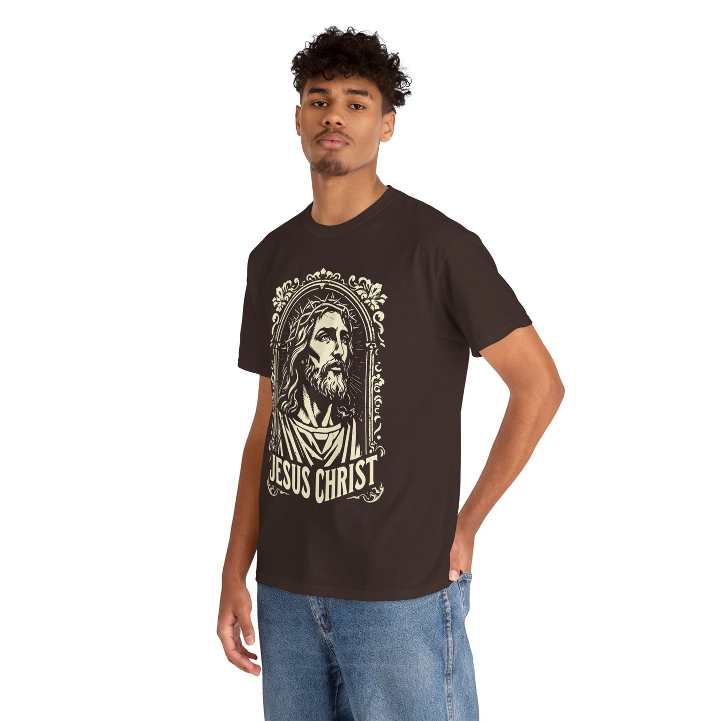 Jesus Christ Front Graphic Tee - Vintage Ornate T-Shirt