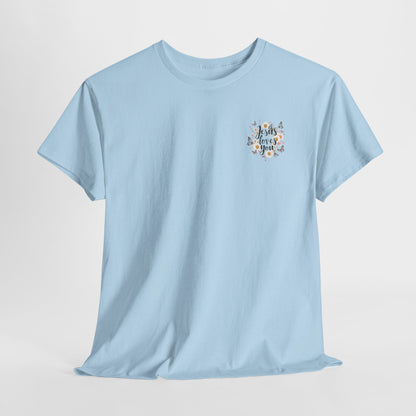 Christian T-Shirt — “Jesus Loves You” Floral Butterfly Tee