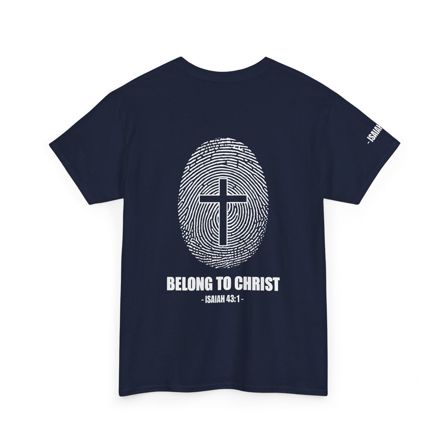 Belong to Christ T-Shirt — Christian Cross Fingerprint Tee (Isaiah 43:1)