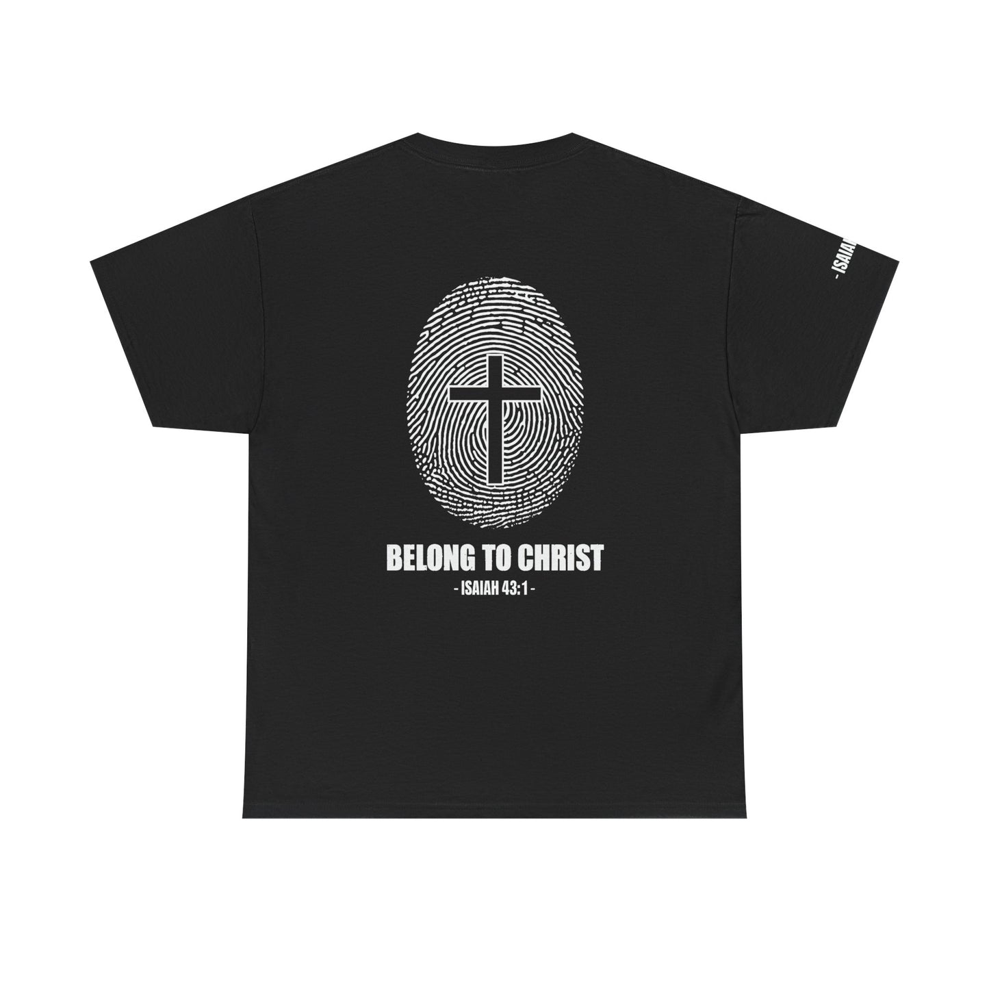 Belong to Christ T-Shirt — Christian Cross Fingerprint Tee (Isaiah 43:1)