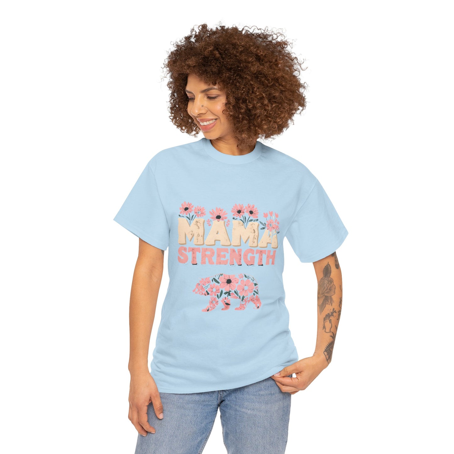 Mama Strength T-Shirt — Floral Mama Bear Tee for Mothers, Mother’s Day Gift