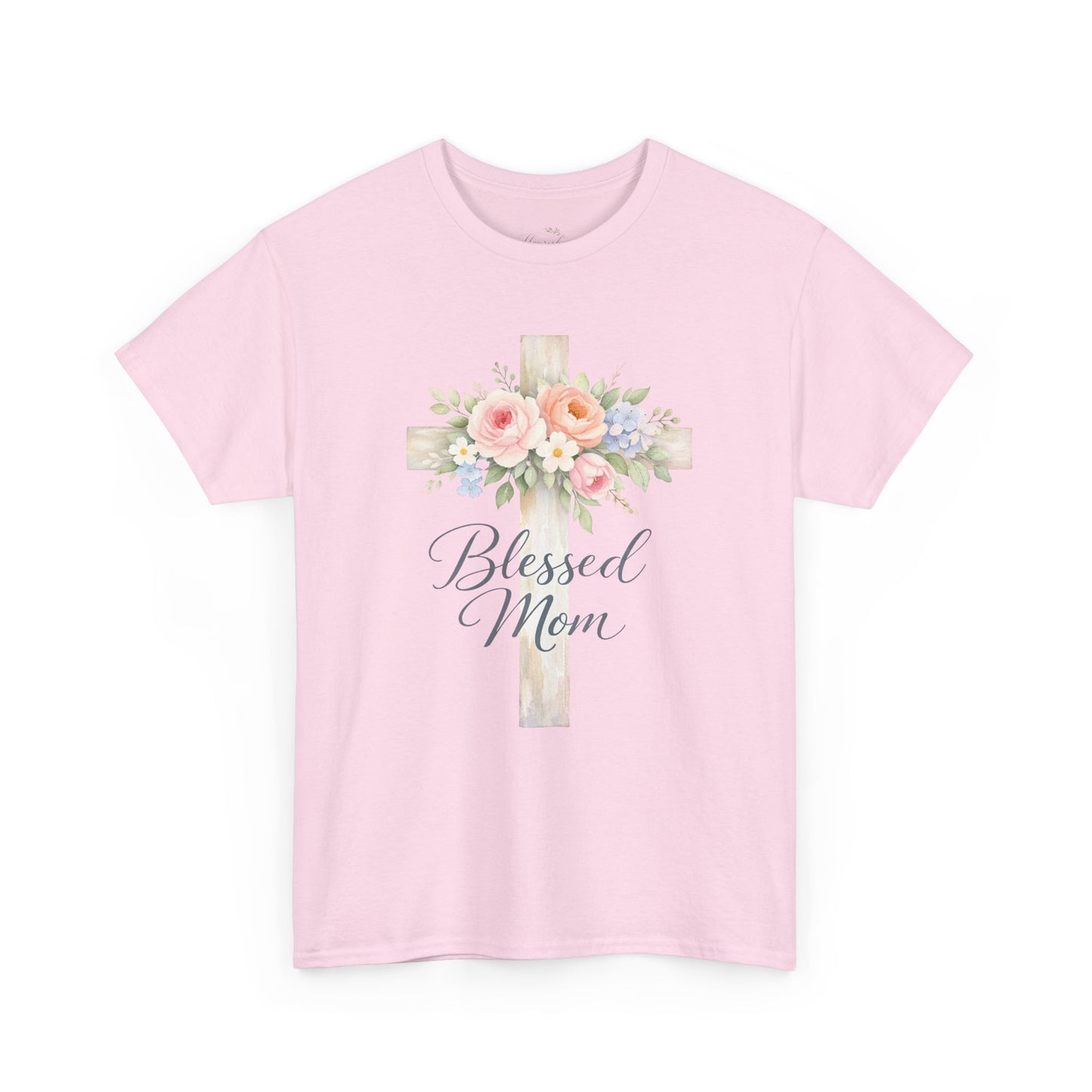 Blessed Mom Floral Cross T-Shirt