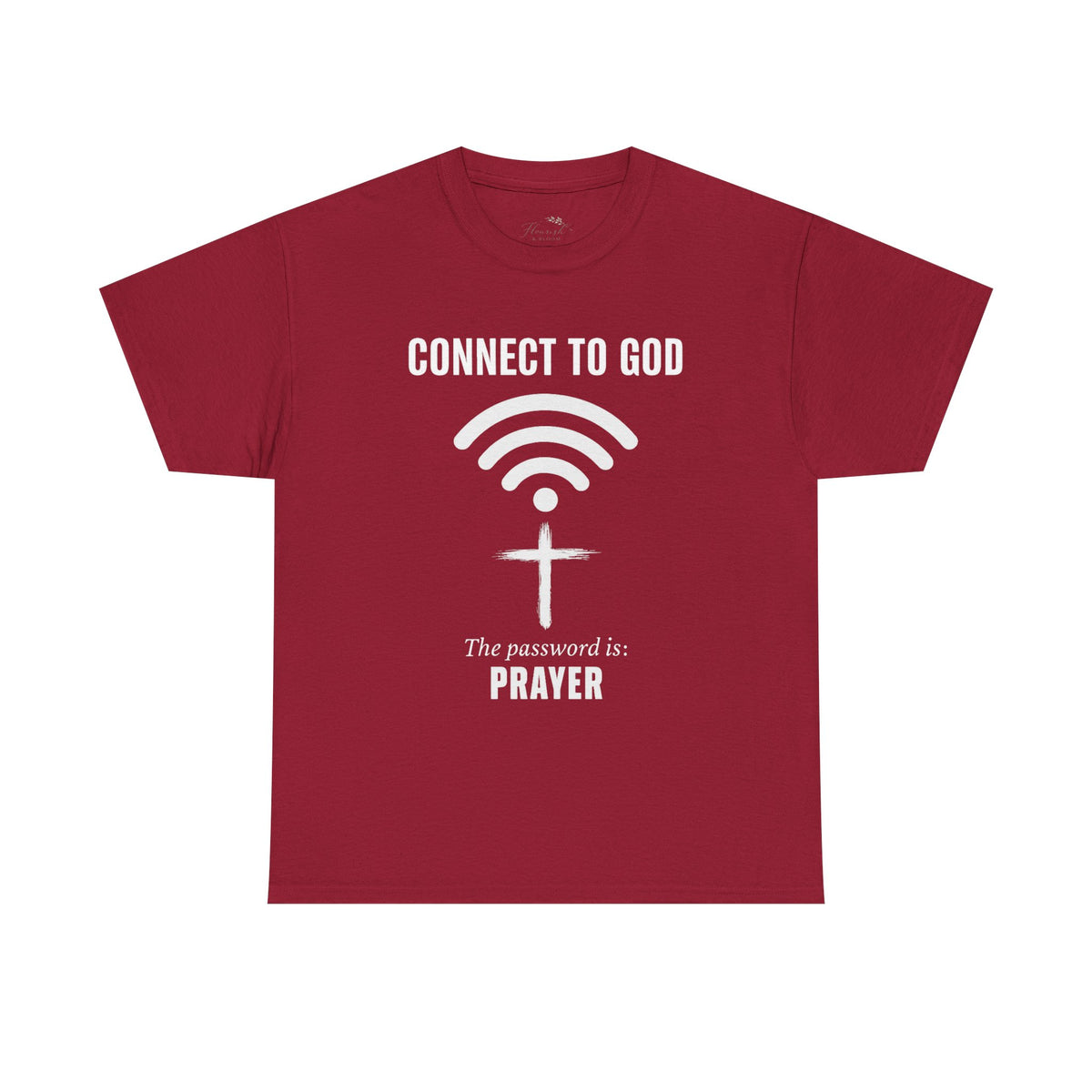 (UNISEX) Connect to God Prayer T-Shirt — Christian Faith Tee with Cross WiFi Design