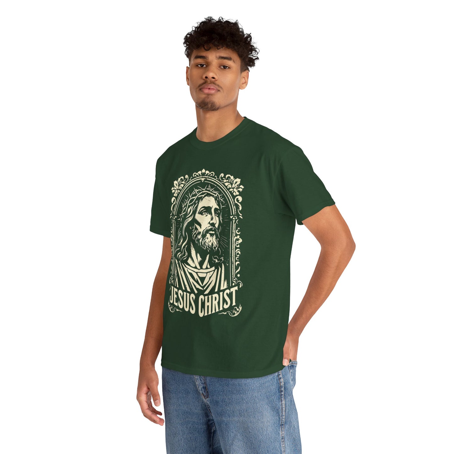 Jesus Christ Front Graphic Tee - Vintage Ornate T-Shirt