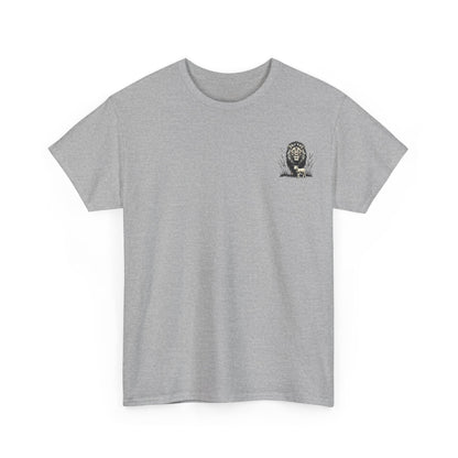 Lion and Lamb Graphic Tee — Protective Lion with Lamb Illustration