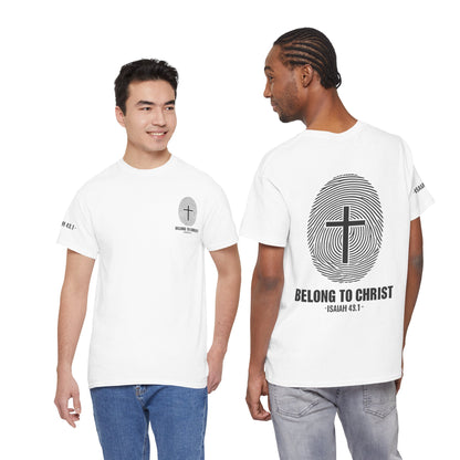 Belong to Christ T-Shirt — Christian Cross Fingerprint Tee (Isaiah 43:1)
