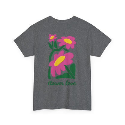 Flower Love T‑Shirt — Retro Pink Floral Graphic Tee