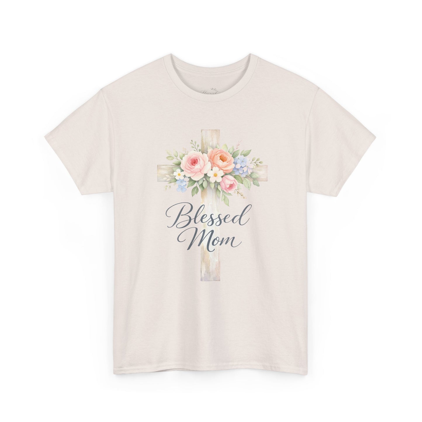 Blessed Mom Floral Cross T-Shirt