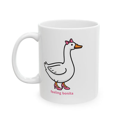 Feeling Bonita Goose Ceramic Mug — Cute Cartoon Goose Coffee Cup (11oz, 15oz)