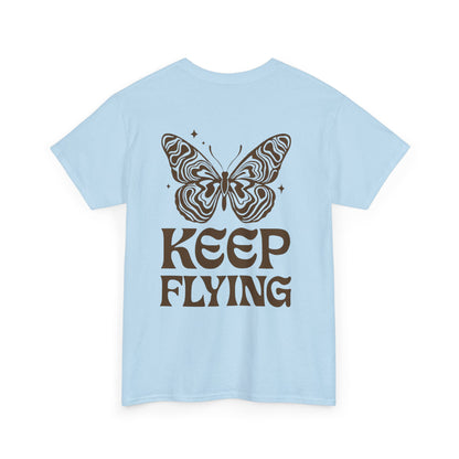 Keep Flying Butterfly Tee — Retro Motivational Graphic Shirt