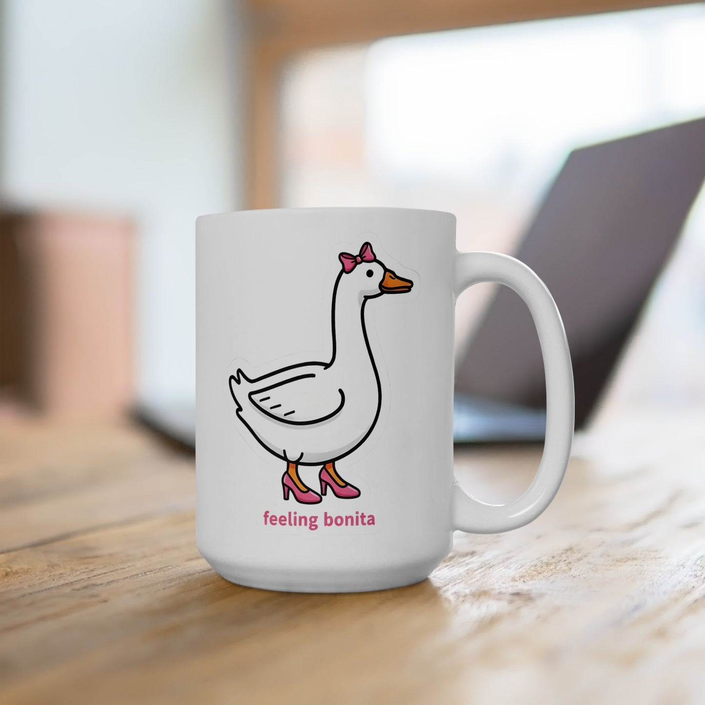 Feeling Bonita Goose Ceramic Mug — Cute Cartoon Goose Coffee Cup (11oz, 15oz)