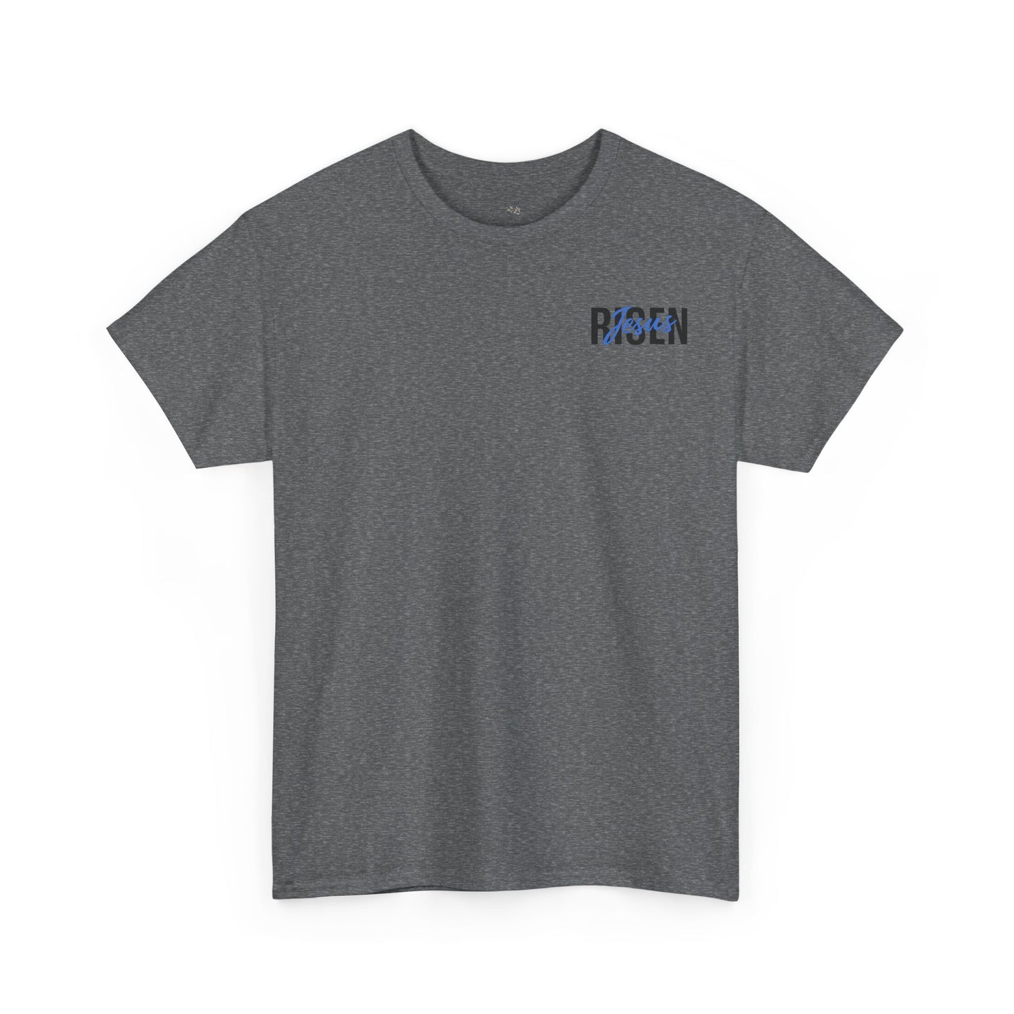 BLUE Risen Jesus Tee — Christian Easter Shirt with Crown of Thorns Design