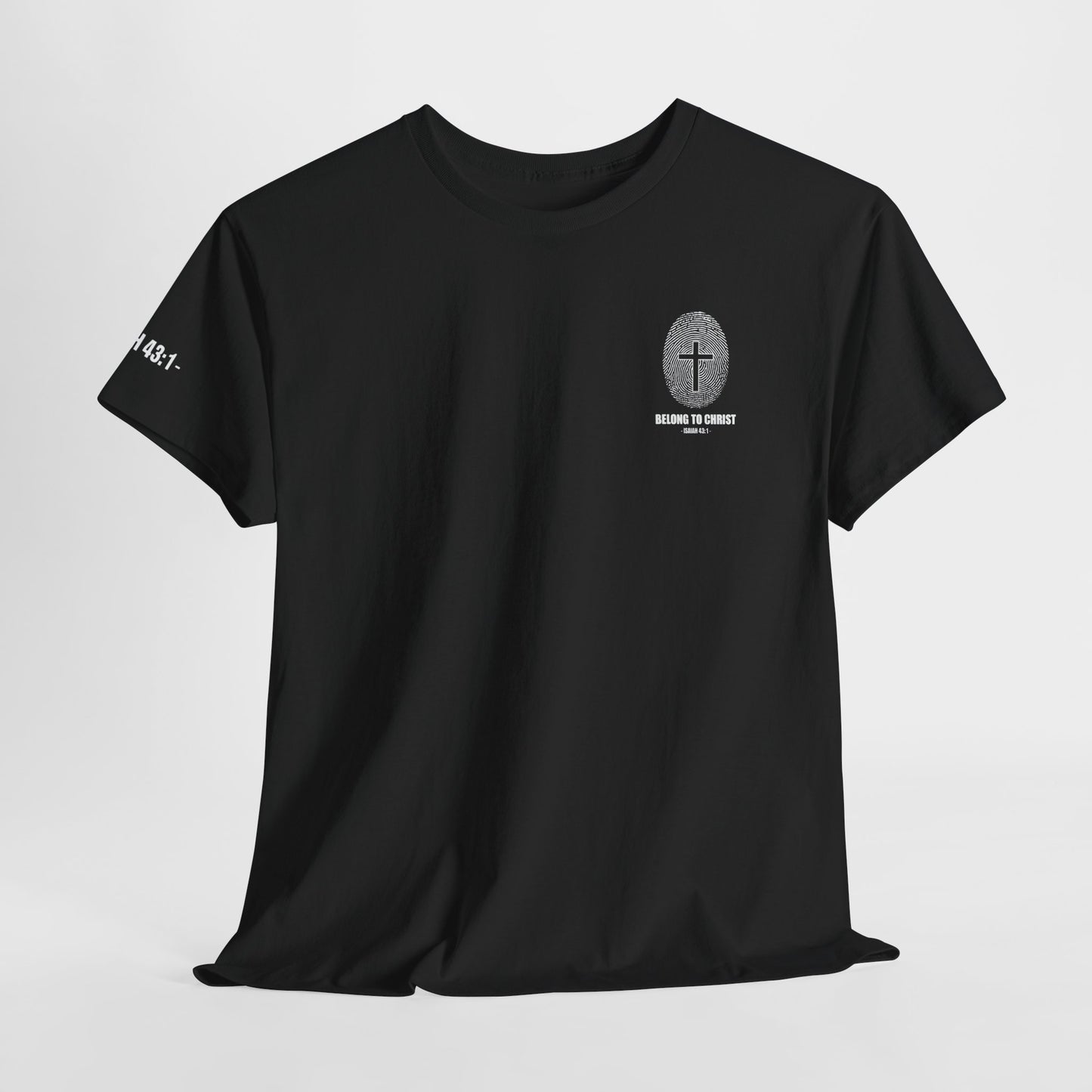 Belong to Christ T-Shirt — Christian Cross Fingerprint Tee (Isaiah 43:1)