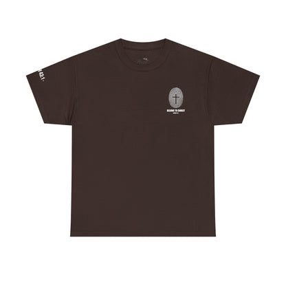 Belong to Christ T-Shirt — Christian Cross Fingerprint Tee (Isaiah 43:1)