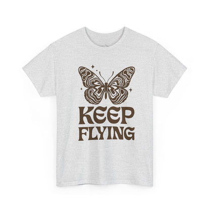 Keep Flying Butterfly Tee — Retro Motivational Graphic Shirt