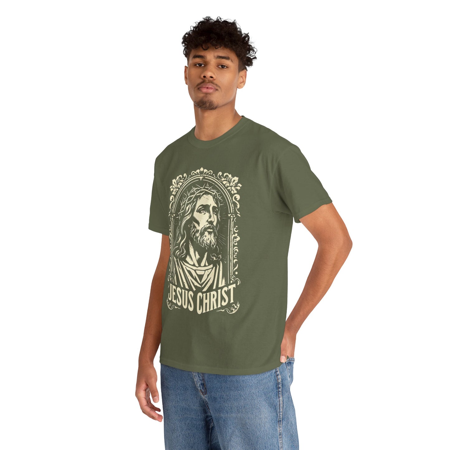 Jesus Christ Front Graphic Tee - Vintage Ornate T-Shirt