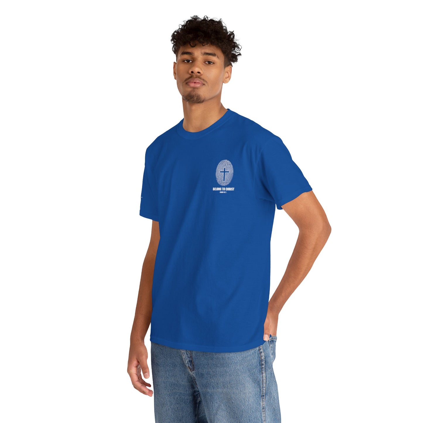 Belong to Christ T-Shirt — Christian Cross Fingerprint Tee (Isaiah 43:1)