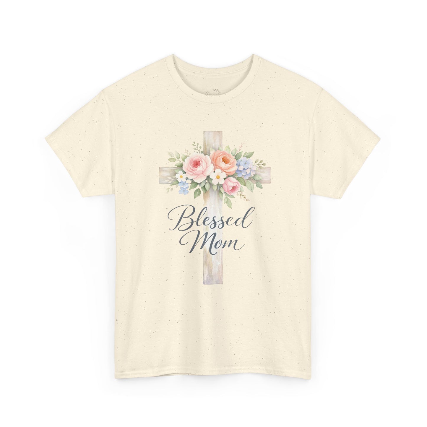 Blessed Mom Floral Cross T-Shirt