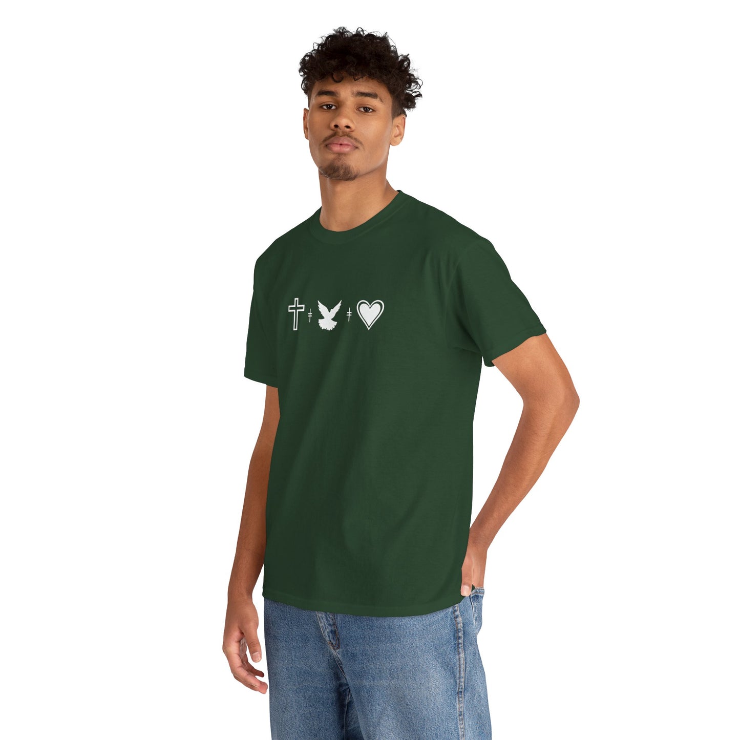 Worship Tee — "I Was Built to Worship" Christian Cross + Dove + Heart T‑Shirt