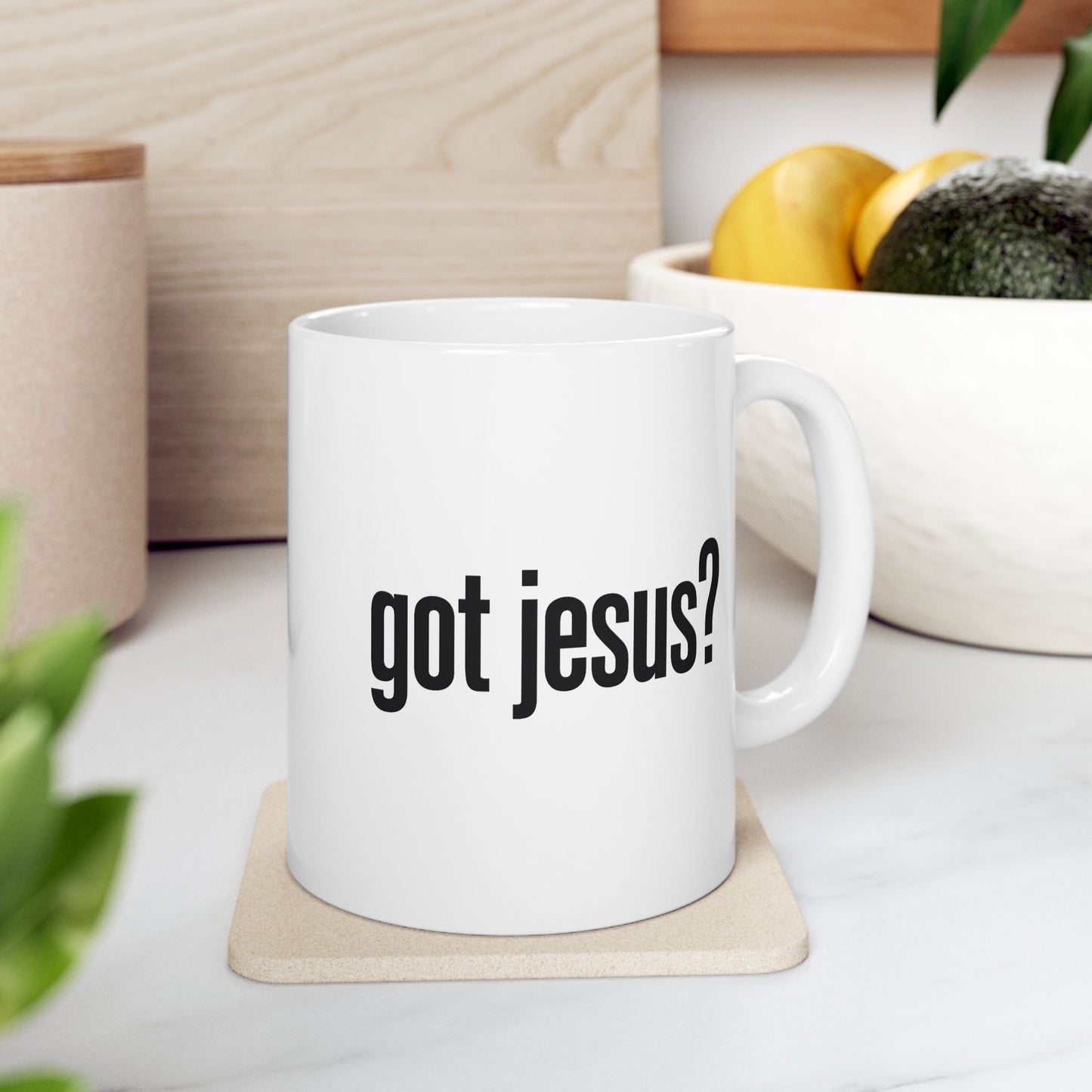 Ceramic Mug — 'Got Jesus?' Minimalist Funny Typography Coffee Cup