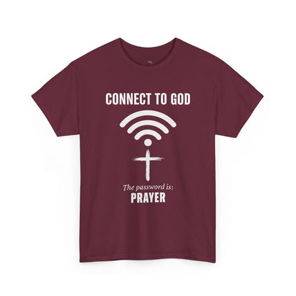 (UNISEX) Connect to God Prayer T-Shirt — Christian Faith Tee with Cross WiFi Design