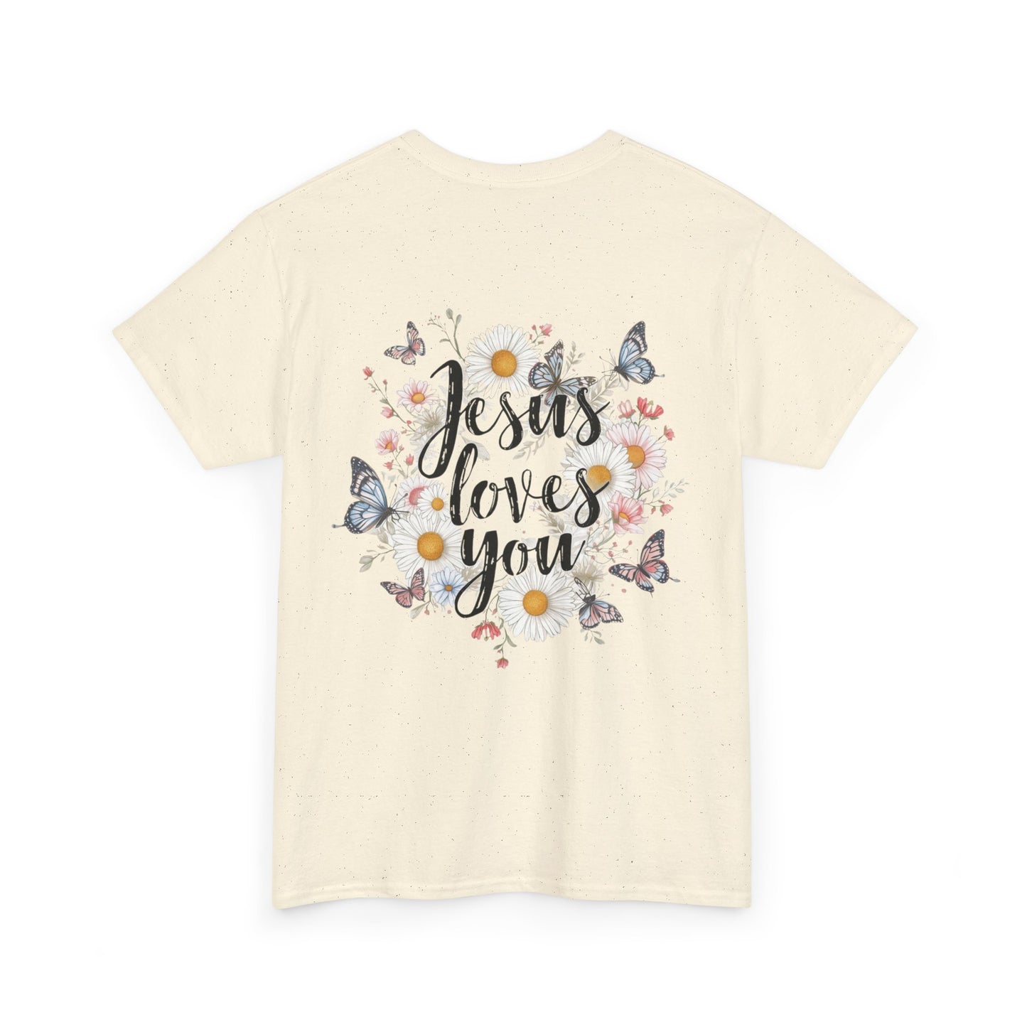 Christian T-Shirt — “Jesus Loves You” Floral Butterfly Tee