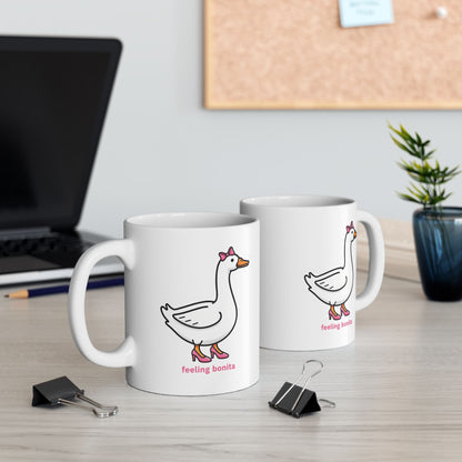 Feeling Bonita Goose Ceramic Mug — Cute Cartoon Goose Coffee Cup (11oz, 15oz)