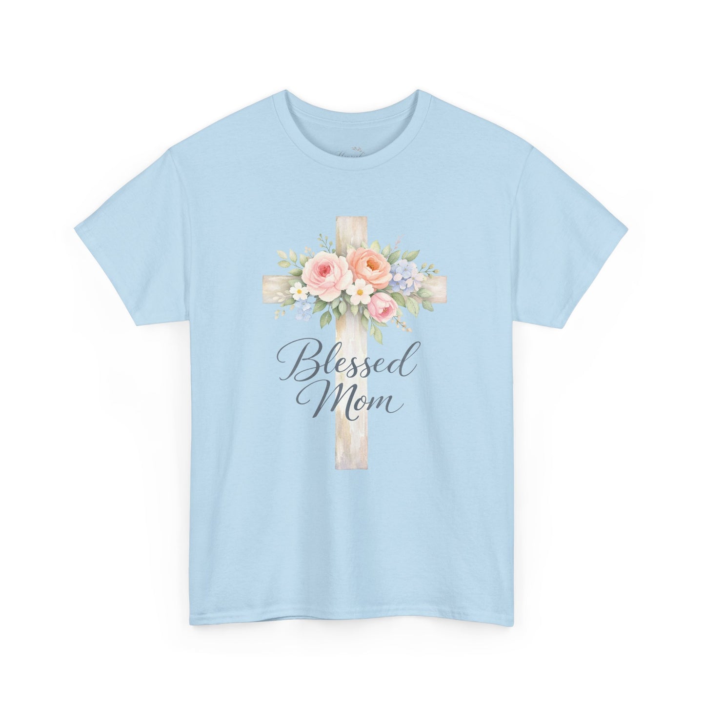 Blessed Mom Floral Cross T-Shirt