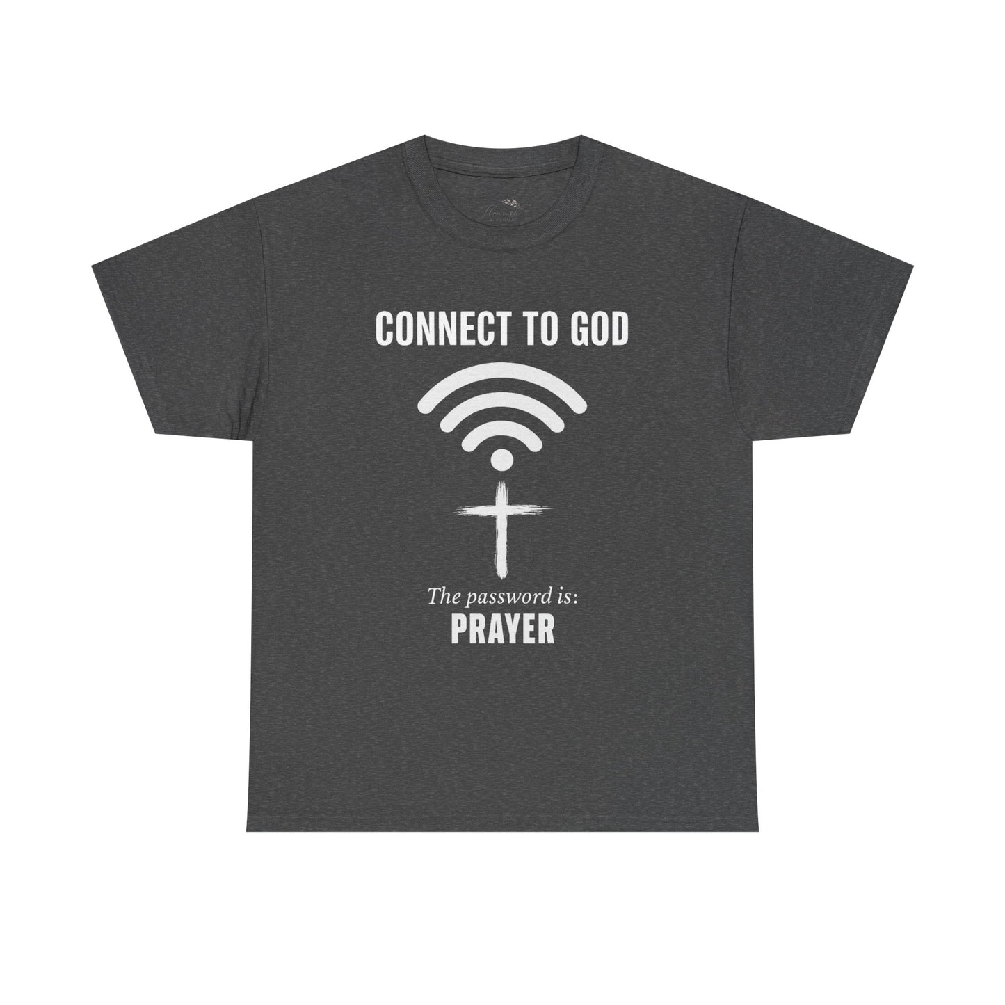 (UNISEX) Connect to God Prayer T-Shirt — Christian Faith Tee with Cross WiFi Design