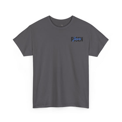 BLUE Risen Jesus Tee — Christian Easter Shirt with Crown of Thorns Design