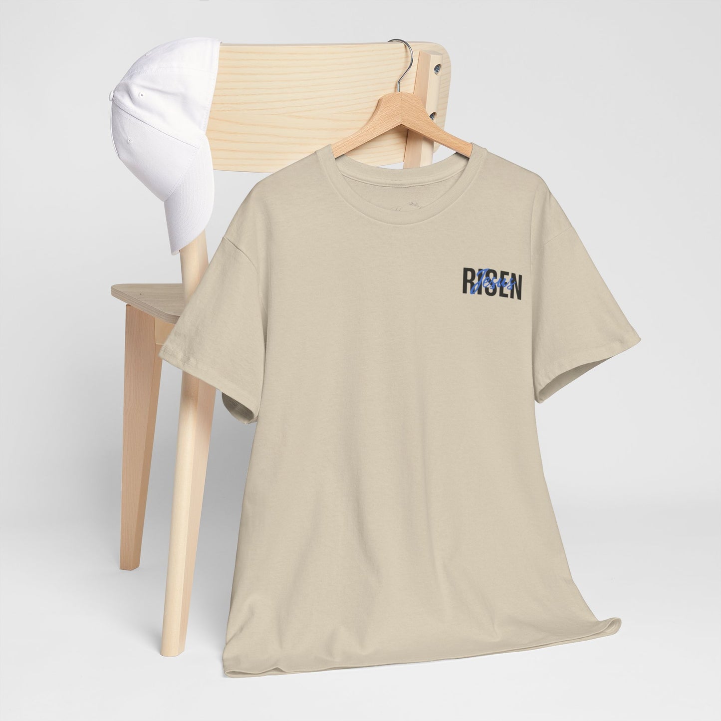 BLUE Risen Jesus Tee — Christian Easter Shirt with Crown of Thorns Design