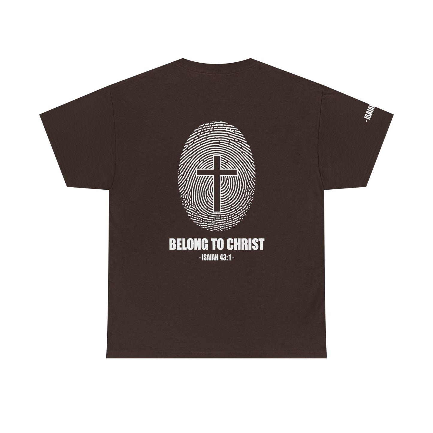 Belong to Christ T-Shirt — Christian Cross Fingerprint Tee (Isaiah 43:1)