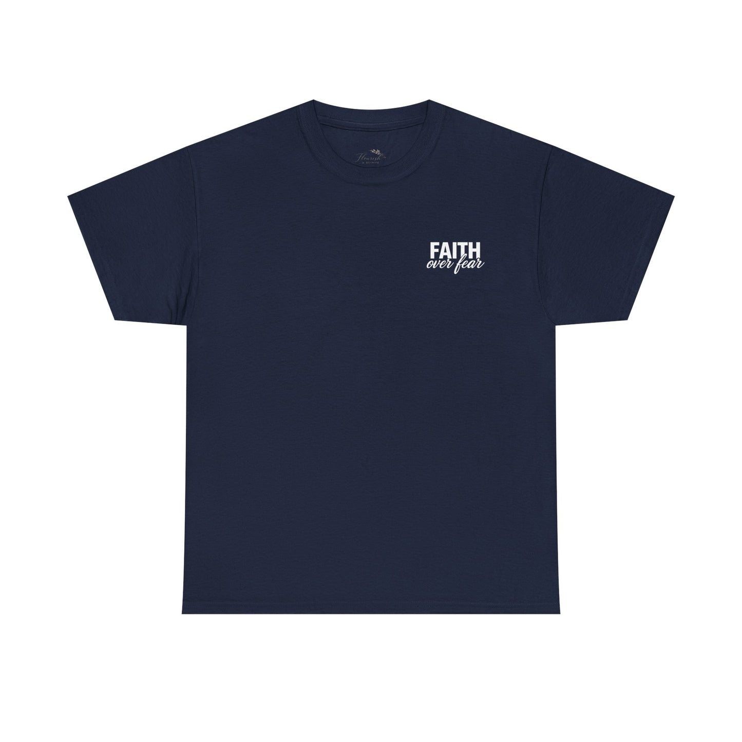 Faith Over Fear T-Shirt — BLUE Christian Cross Inspirational Tee