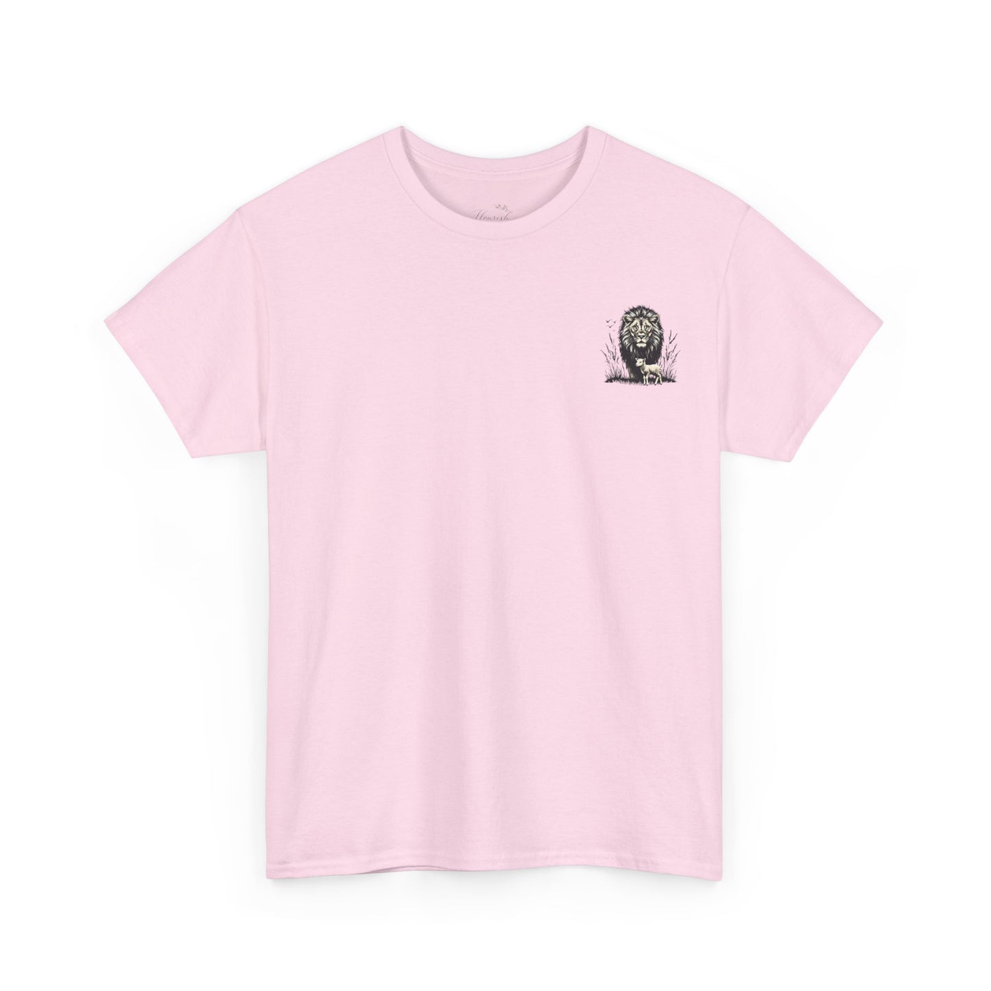 Lion and Lamb Graphic Tee — Protective Lion with Lamb Illustration