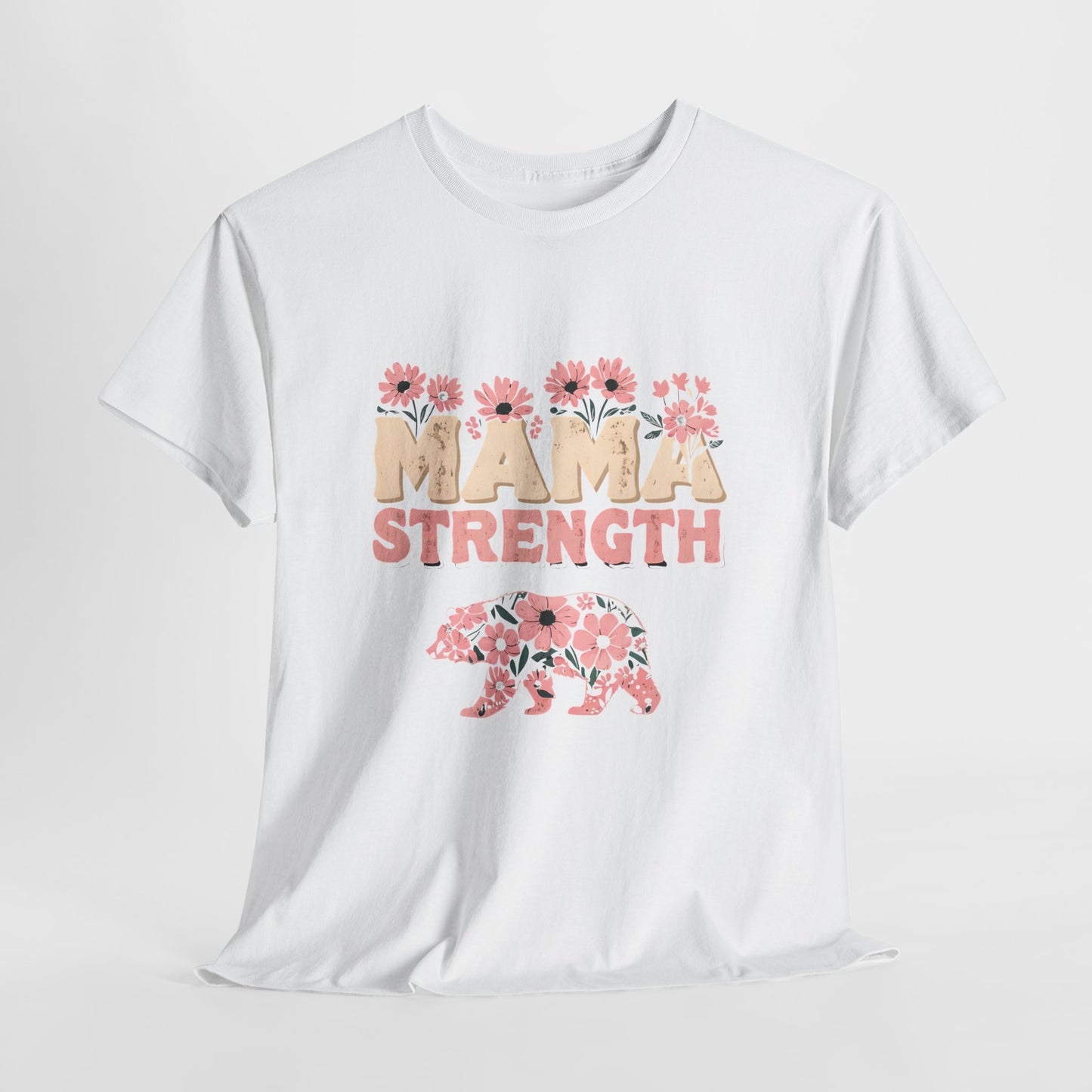 Mama Strength T-Shirt — Floral Mama Bear Tee for Mothers, Mother’s Day Gift