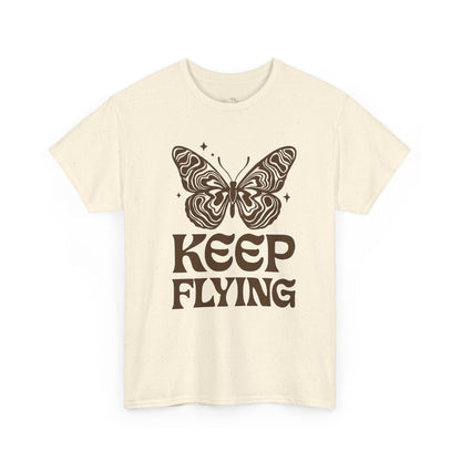 Keep Flying Butterfly Tee — Retro Motivational Graphic Shirt