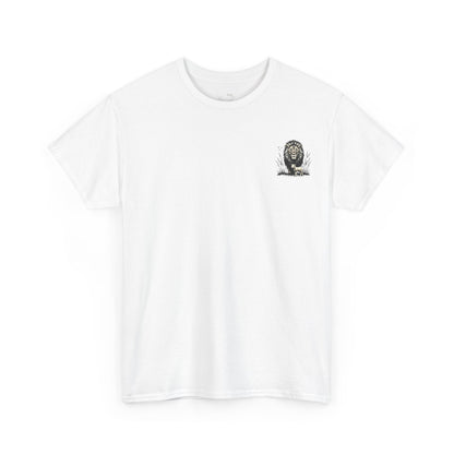 Lion and Lamb Graphic Tee — Protective Lion with Lamb Illustration