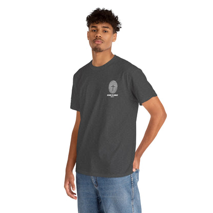 Belong to Christ T-Shirt — Christian Cross Fingerprint Tee (Isaiah 43:1)