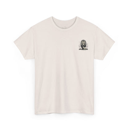 Lion and Lamb Graphic Tee — Protective Lion with Lamb Illustration