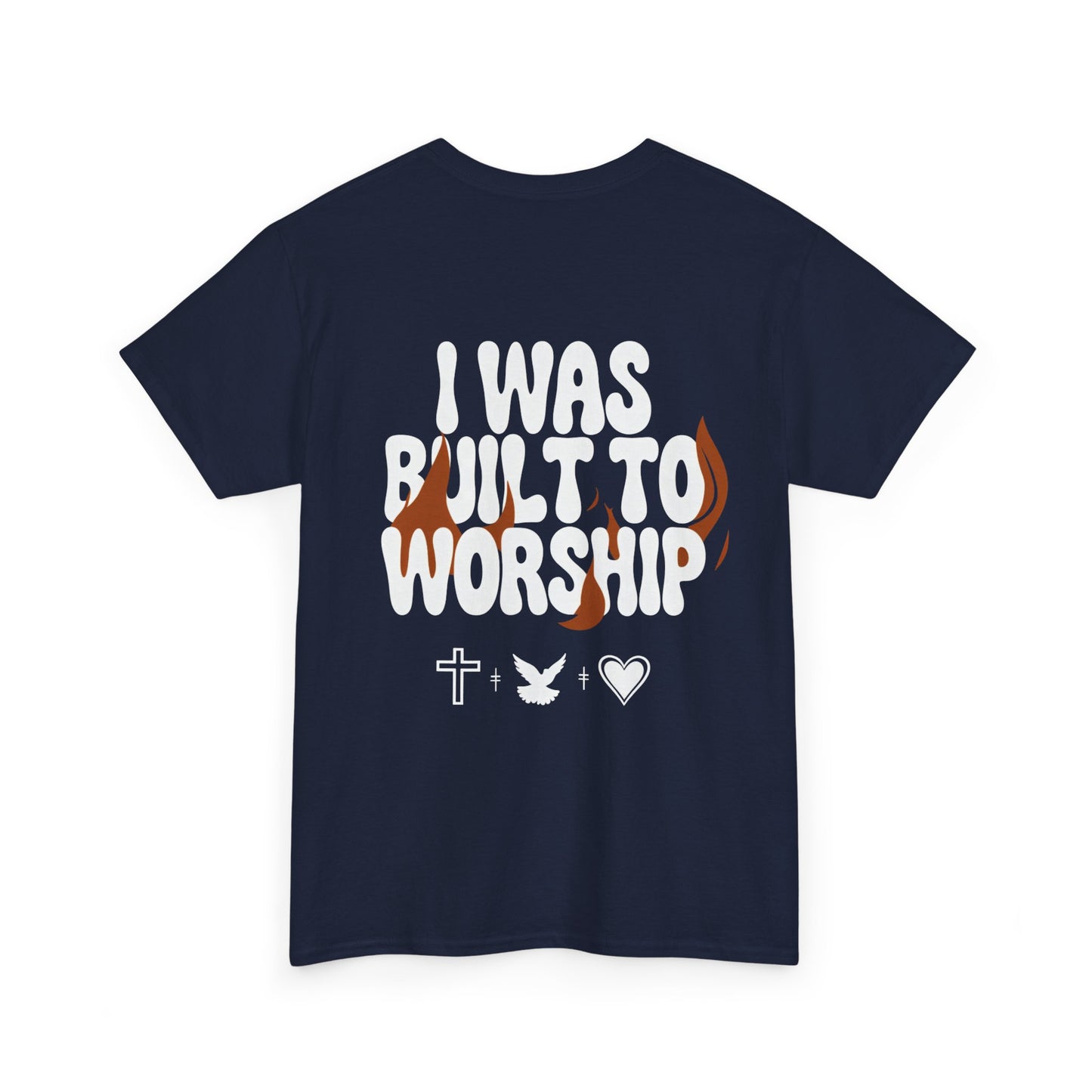 Worship Tee — "I Was Built to Worship" Christian Cross + Dove + Heart T‑Shirt