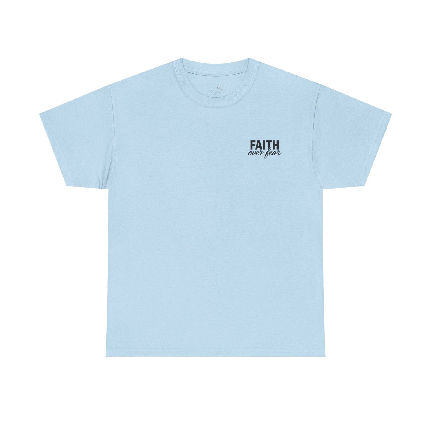 Faith Over Fear T-Shirt — BLUE Christian Cross Inspirational Tee