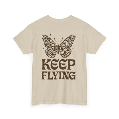 Keep Flying Butterfly Tee — Retro Motivational Graphic Shirt