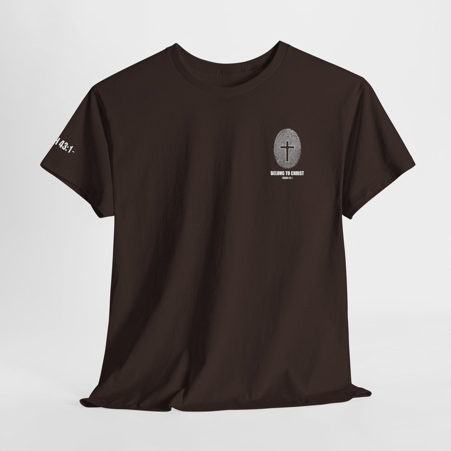 Belong to Christ T-Shirt — Christian Cross Fingerprint Tee (Isaiah 43:1)