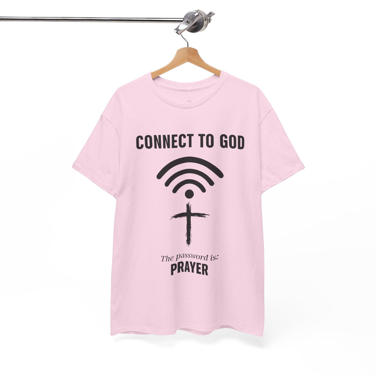 (UNISEX) Connect to God Prayer T-Shirt — Christian Faith Tee with Cross WiFi Design